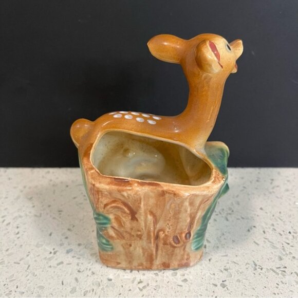 Vintage SHAFFORD Deer Planter Bambi Hand Painted Decorated Vase Japan MCM - Picture 4 of 11
